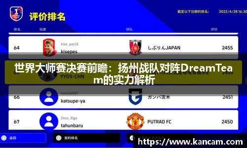 世界大师赛决赛前瞻：扬州战队对阵DreamTeam的实力解析